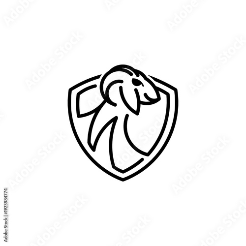 Goat monogram logo design in shield