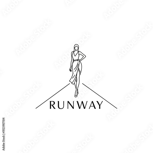 Fashion model on the catwalk illustration design.