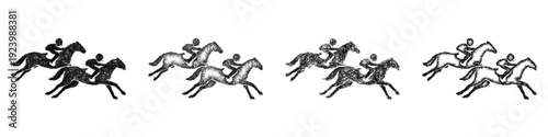 Sketch horse race icon design set