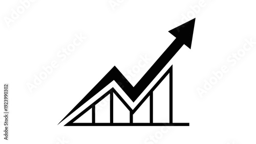 Black line graph with arrow.