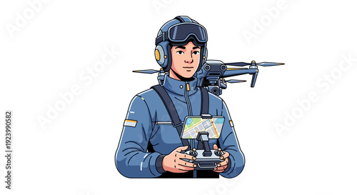 A professional young woman wearing a headset smiles warmly while working on her laptop in a bright modern office setting