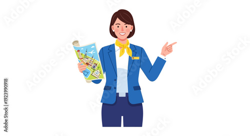 A professional young woman wearing a headset smiles warmly while working on her laptop in a bright modern office setting