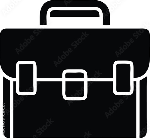 Isolated minimalist black and white briefcase exhibits classic professional sophistication with clear design