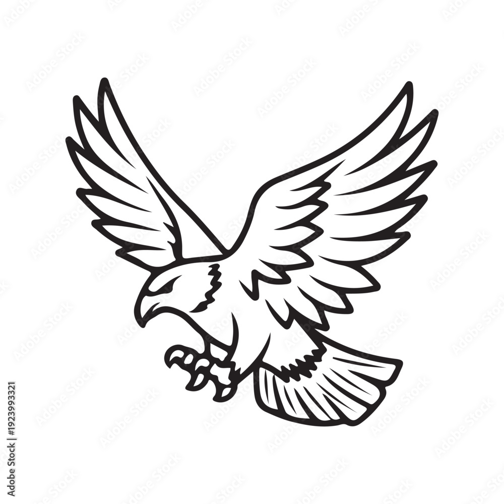 Fototapeta premium Majestic eagle soaring with spread wings sharp talons and fierce beak design 