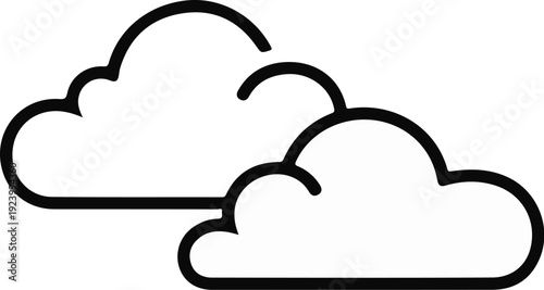Stylized icon of two overlapping fluffy clouds in black outline on white
