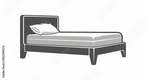 Stylized illustration of a bed with a pillow and mattress