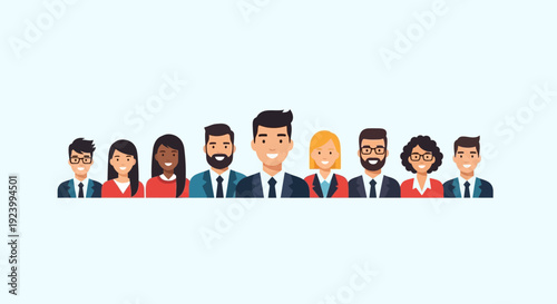 Diverse Professional Business Team Avatars - Group of Happy People Icons