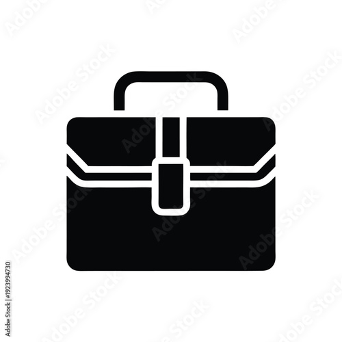 A sleek black briefcase stands ready for business and transporting documents in simple style