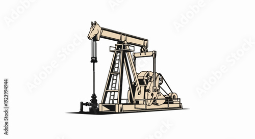 Stylized illustration of an oil pumpjack with a horse-head beam