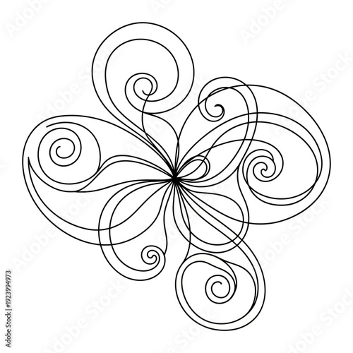 Wallpaper Mural A black line drawing of a flower-like shape with swirling petals Torontodigital.ca