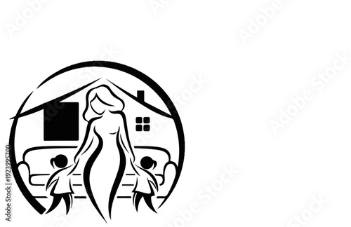 Stylized family and home emblem, symbolizing unity and security