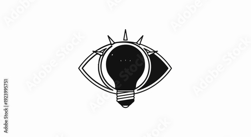 Stylized eye with a lightbulb for an iris and spiky rays