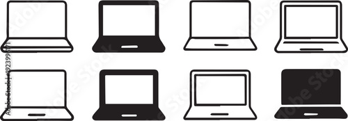 Laptop icon set with multiple minimalist designs
