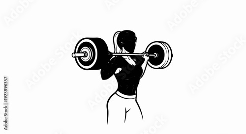 Stylized drawing of a woman performing a barbell squat