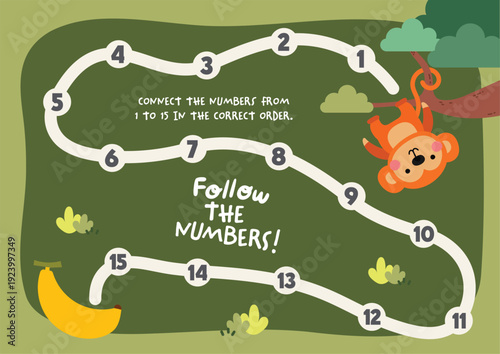 Printable colorful math worksheet featuring cute illustrations and a connect the numbers activity from 1 to 15 for fun kids learning, classroom practice, homeschool, early childhood education