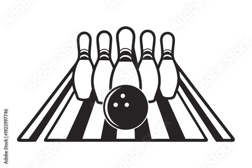 Bold bowling lane shows a bowling ball ready to strike pins for success