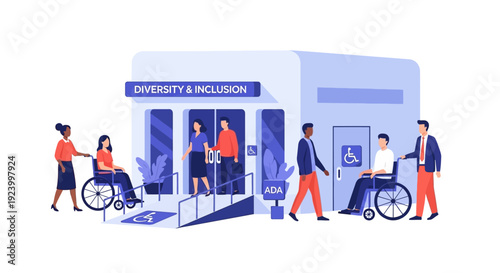 Diversity and Inclusion at Work: Accessible Building with Wheelchair Ramps & Diverse Staff for Equal Opportunity