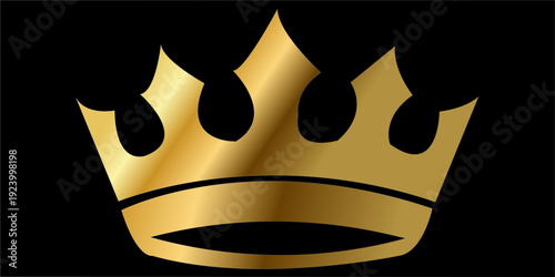 Golden crown icon on black background