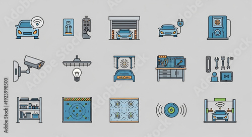 Smart home automation system and modern technology concept with various devices.