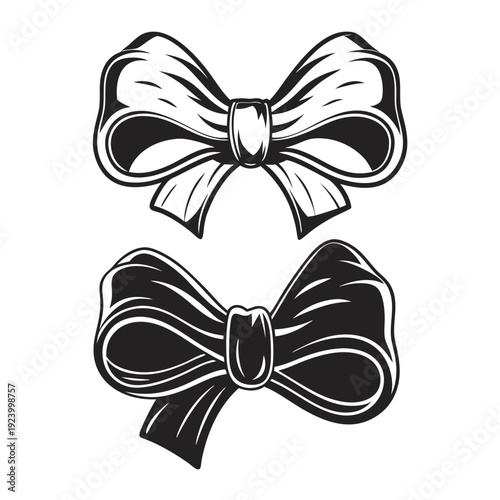 A black and white detailed bow and arrow are showcased together elegantly