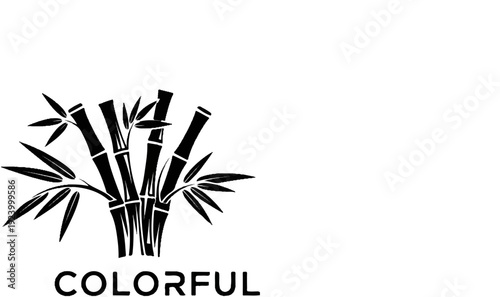 Stylized black bamboo stalks with leaves and the word "COLORFUL