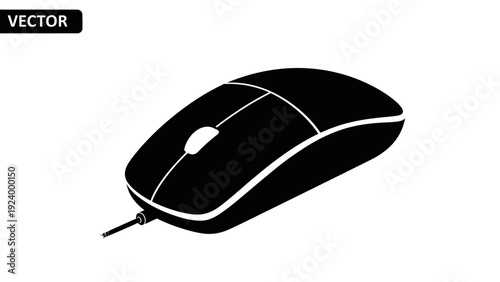 Black computer mouse with cord.