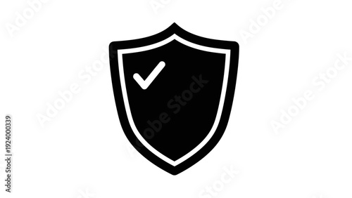 Black Shield Icon with Checkmark.