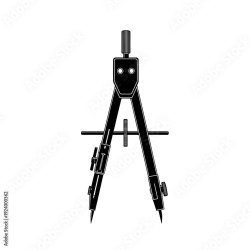 Black compass drawing tool instrument.