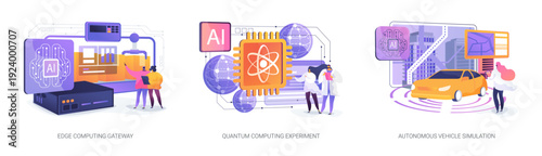 AI and Computing in Industry abstract concept vector illustrations.