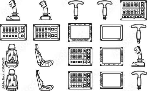 Flight simulation control elements graphic.