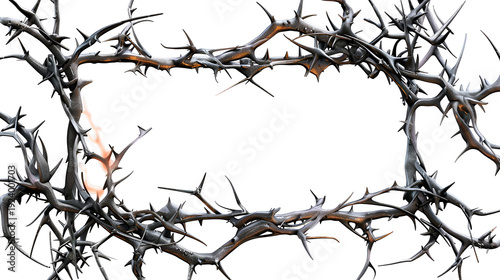 Intricate vine frame with twisted metal thorns for decorative design