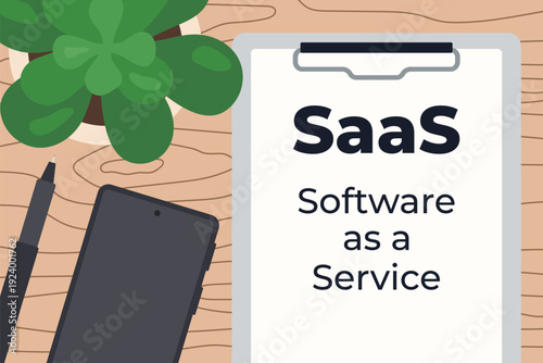 SaaS Software as a Service concept, cloud computing, digital software platform, business technology, online service, modern IT solution, remote access, data management, subscription-based software