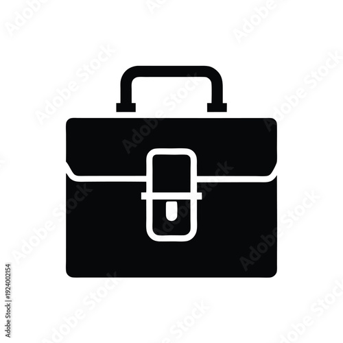 A simplistic black briefcase silhouette shows professional style and business needs, standing isolated