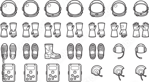 Astronaut's equipment. Elements of astronaut's equipment are arranged.