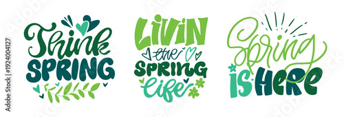 Hello spring! Funny hand drawn doodle lettering quote about Spring Time. Lettering for t-shirt design, mug print, bag print, clothes fashion. 100% hand drawn vector image.
