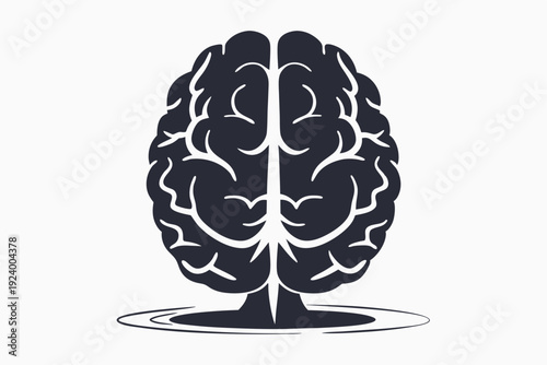 Stylized human brain in dark monochrome against a pale backdrop conveys intellect