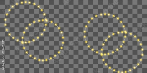 Light frame set. Gold bulb border. Lamp golden circle, square banner. Retro neon wall billboard. Cinema, casino design element. Glitter luxury decoration. Mirror background. Vector illustration.