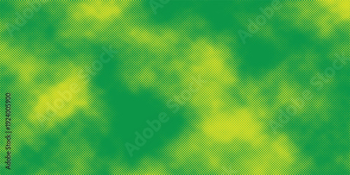 Illustration Green halftone dots background, yellow to lime gradient pattern, smooth color transition, vector creative background