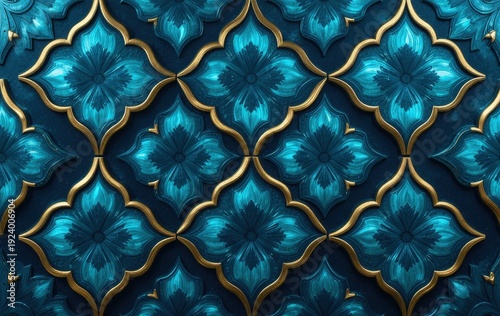 Intricate Blue and Gold Floral Pattern Design for Elegant Home Decor and Textile Use