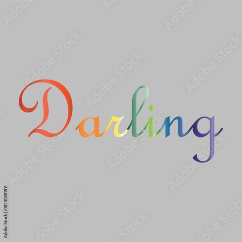 Artistic Thin Line Darling Typography with Rainbow Gradient