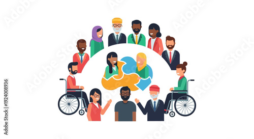 Diverse Group of People Collaborating: Global Community, Inclusion, and Teamwork Concept