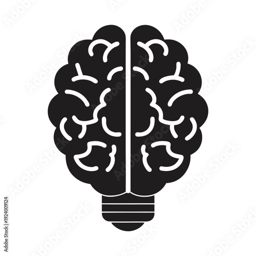 Isolated human brain shows detailed surface anatomy in black and white outline