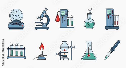 Science lab equipment and tools for experiments and research purposes are displayed