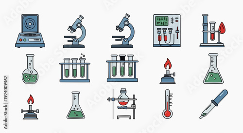 Various laboratory equipment and tools for scientific experiments and research purposes