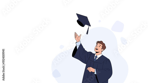 Happy Graduate Tossing Cap in Celebration of Academic Achievement