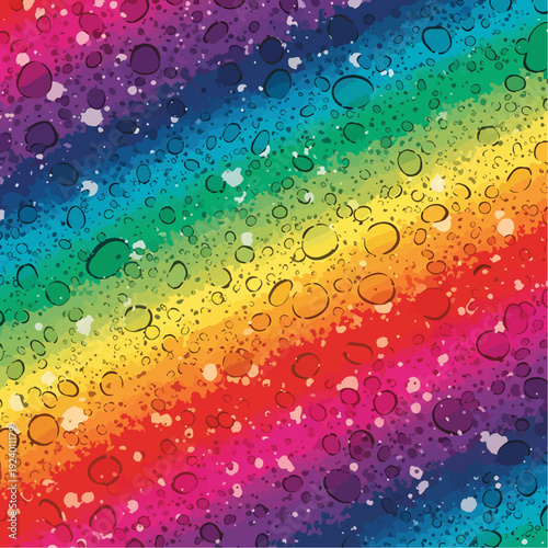 Colorful abstract rainbow background with water droplets and watercolor effect for a vibrant design