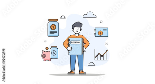 Businesswoman Holding Financial Chart with Digital Banking Icons