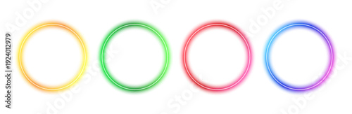 Circle gradient neon frames with glowing electric colored lights, soft edges