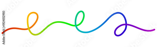 Wavy line with curls. Abstract wavy continuous gradient color ribbon