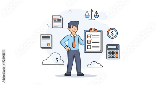 Businessman Analyzing Financial Data with Digital Devices and Documents